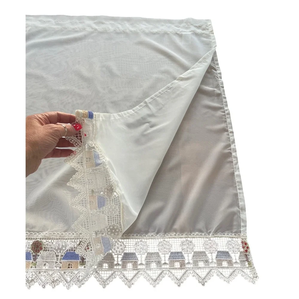 Jubilee Country Lane Tailored Tiers Natural Lace Village Curtains 60x36 Set of 2